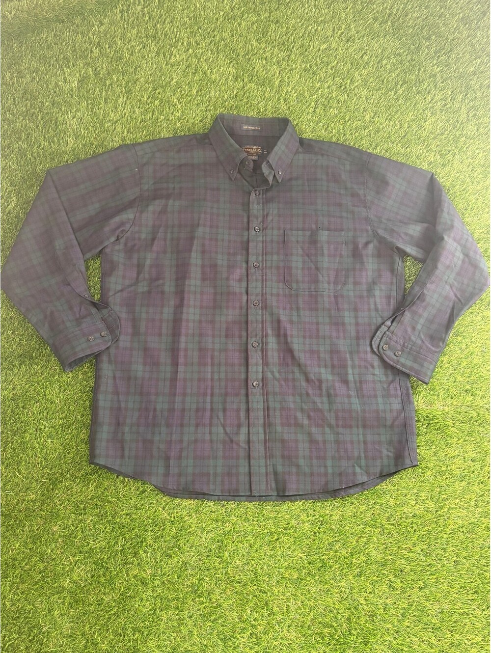 Vintage Pendleton Black Watch Plaid Button-Up Shirt, Men XL